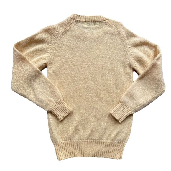 Vintage 60s Shetland Wool Sweater Small Butter Yellow Scottish Preppy - Picture 2 of 7